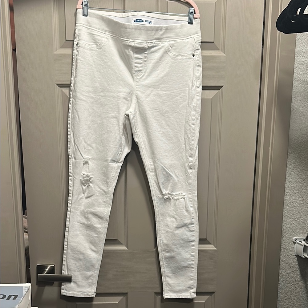 Old navy rockstar skinny mid rise Women's White distressed Jeggings